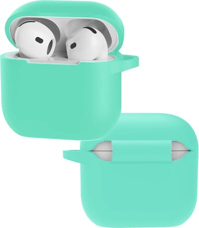 Hoes - Geschikt voor Apple AirPods 4 - Siliconen Hoesje met Clip - Silicone Case Cover - Turquoise