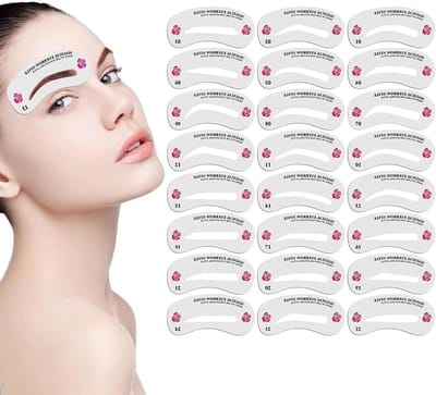 Set van 24 Herbruikbare Wenkbrauwsjablonen - Professionele Wenkbrauwvormen van Plastic met 6 Verschillende Stijlen voor Beginners en Professionals (Hygienisch, Huidvriendelijk, Precisie)
