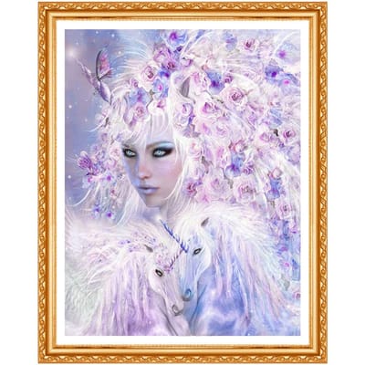 5D DIY Diamond Painting Cross Stitch Fairy Horse Handwerk Volledige ronde diamantborduurwerk 20X30CM gray