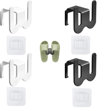 Set van 4 schoenenhouders, wandmontage, van aluminium, ruimtebesparende schoenenorganizer voor deur en muur, hangend schoenenrek voor ingang, hal, woonkamer, badkamer, moderne schoenenstandaard