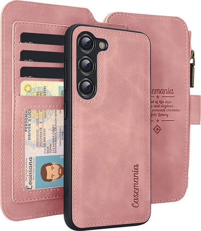 CaseMania Bookcase hoesje geschikt voor Samsung Galaxy A15 - Effen Roze - Kunstleer - Portemonnee met 11 Vakjes voor Pasjes en Ritsvak
