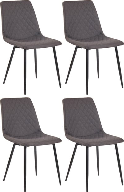 CLP Telde Set van 4 Eetkamerstoelen - Zonder armleuning - Metaal frame - Stof - donkergrijs
