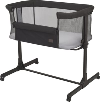 Bebies First Co Sleeper – Aanschuifwieg – Verstelbaar – Inclusief Matras – Met Wielen – Vanaf Geboorte tot 6 Maanden – Grijs