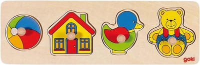 Houten Puzzel - Inlegpuzzel - Vroege Ontwikkeling - Grote Houten Knoppen - 30 x 21 cm - Meerdere Kleuren