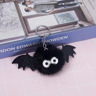 Elfe chauve-souris Boule de poils Mignon Porte-clés Ailes en silicone Chauve-souris Voiture Sac Pendentif en peluche gray