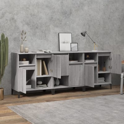 vidaXL - Dressoirs - 3 - st - 60x35x70 - cm - bewerkt - hout - grijs - sonoma - eikenkleur