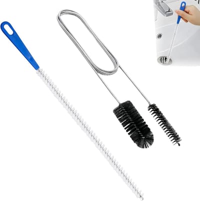 Spiraalontstopper Set - Afvoerborstels - Afvoer Reinigen - Dubbele Kop Flexibel - 155 cm - Grijs