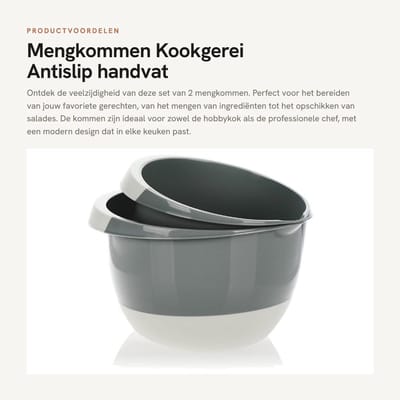 Dailygoods- Mengkommen Set 2x 3,5L/2L - Antislip Handvat - Schenktuit - Stopbodem - Stapelbaar - Moderne Kleuren - Kom