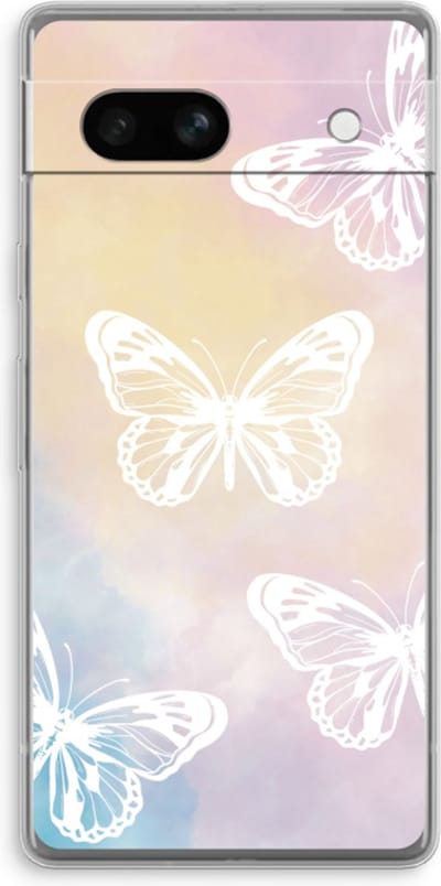 Case Company® - Hoesje geschikt voor Google Pixel 7A hoesje - White butterfly - Soft Cover Telefoonhoesje - Bescherming aan alle Kanten en Schermrand