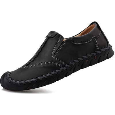 Grote Maten Herfst Heren Casual Leren Schoenen Heren Brits Wilde Neus Zachte Zool Leer Buitensport Schoenen 48 black