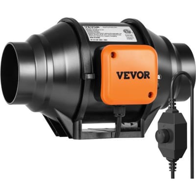 VEVOR Inline Kanaalventilator, 304 mm, Rookafzuiging, 200 CFM met Variabele Snelheidsregelaar, Stille Afzuigventilator met AC-motor voor Koelboosters, Kweektenten, Hydroponie