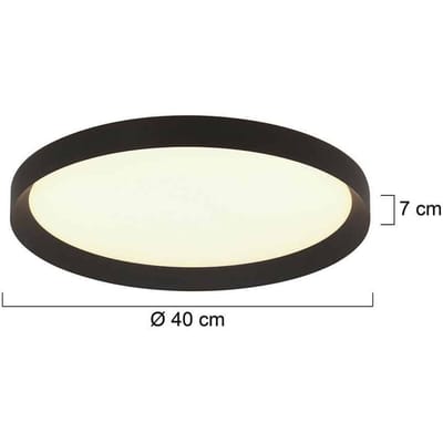 Plafondlamp Flady 3685ZW zwart Ø40 kunststof/metaal Steinhauer - Moderne binnenverlichting met dimfunctie en elegant ontwerp