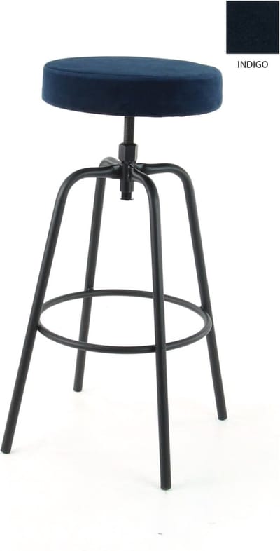 Workliving Barkruk Hoog Rond - Velvet Indigo - 74-82 CM