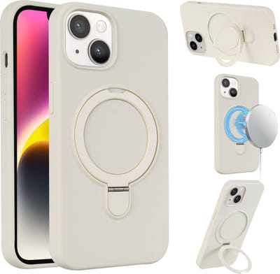 Multimedia & Accessoires Magsafe TPU Siliconen Backcover Case Hoesje met Stand geschikt voor Apple iPhone 15 – Beige - Telefoonhoesje – met Stand – met MagSafe