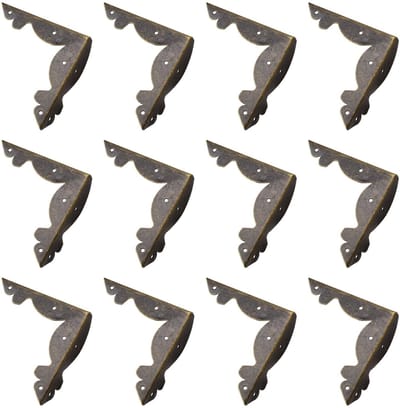 Dailygoods- Hoekbeschermers 12 Stuks - Retro Hoekbeschermers - Metalen Hoekbeschermers - Meubelbescherming - Schroeven Inbegrepen - Duurzaam Materiaal - Meubelbeschermers