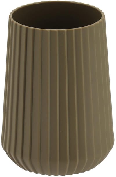 Tendance tandenborstel houder/beker striped - groen - 220ml - D8 x H11 cm - rubber/bamboe