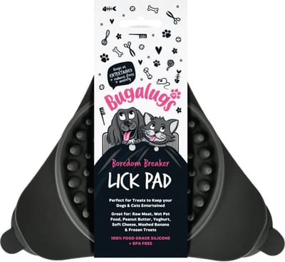 Bugalugs likpad voor dieren - Likmat - Slowfeeder - Honden - Katten - Siliconen - Driehoek - Zwart