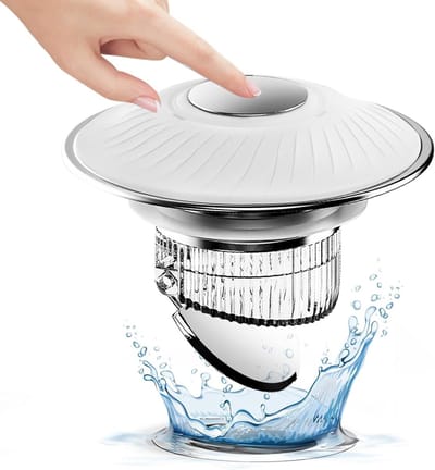 Wastafel stopper - Afvoerplug - Verstopping voorkomen - Afneembare haarvanger - 3 afdichtringen - Wit