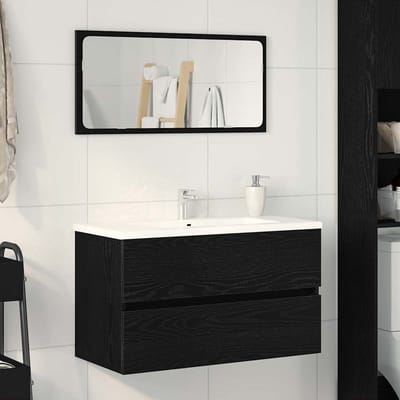 vidaXL - Badkamerkast - Zwart - eiken - 80 - x - 38,5 - x - 45 - cm - Bewerkt - hout
