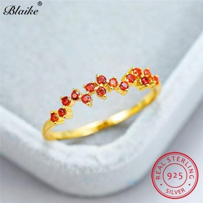 925 Sterling Zilveren Ringen Voor Dames Geelgoud Minimalistische Dunne Ring Blauwe Zirkoon Trouwringen Stapelbare Verlovingsring Sieraden 8 beige