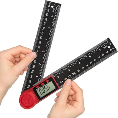 Digitale hoekmeter, 7 inch/200 mm dubbele schaal, 360° rotatie met LCD-scherm en vergrendelingsfunctie voor houtbewerking, constructie en meting