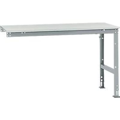 Manuflex aanbouwtafel UNIVERSAL Standaard, 1500 x 800 mm, melamine lichtgrijs, aluminium zilver