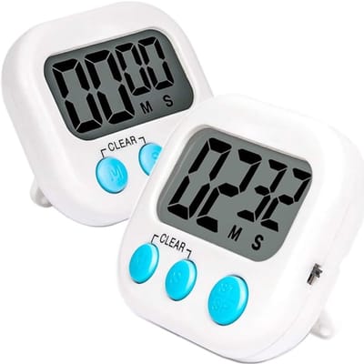 Keukentimer, [2-pack] Digitale keukentimer, groot digitaal display, luid alarm, met standaard, geschikt voor koken en bakken (wit)