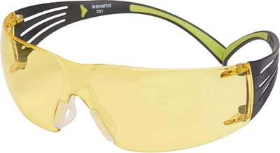 Veiligheidsbril SecureFit - Geel, Zwart/Groen, UV-Bescherming en Comfortabele Pasvorm