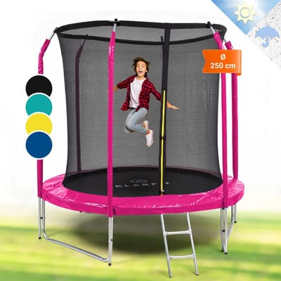 Trampoline Outdoor - Springkussen Tuin - Buiten Plezier - Veiligheidsnet Binnenin - 250cm Doorsnede - Roze
