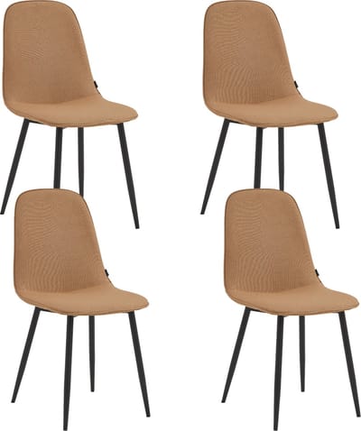 Colenis® - Milou Eetkamerstoelen - Set Van 4 - Bruin - Linnen Stof - Industrieel - Stoelen