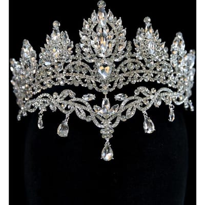 Nouvelle Couronne Double Luxe et Élégante Couronne de Mariée Tiara Couronne Tiara Accessoires de Cheveux Accessoires Principaux de Mariage gray