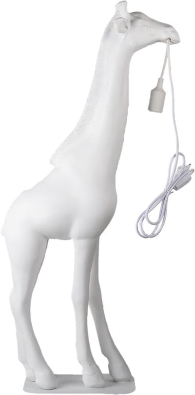 Clayre & Eef Vloerlamp Giraf 48x18x99 cm Wit Polyresin Staande Lamp