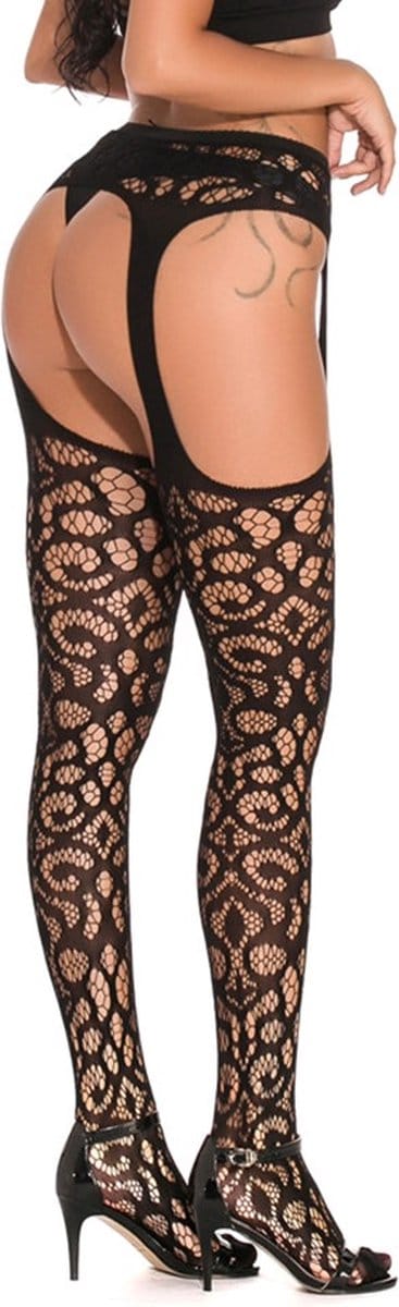 Sexy luxe zwarte panty kousen met jarretelgordel -Luxe panty - jarretel kousen- Cadeau voor Vrouw - Erotische kousen