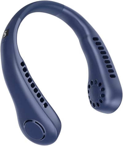 Nekventilator - Oplaadbaar - Unisex - Draagbaar - Handsfree en bladloos - Persoonlijke koelventilator met LED-display - 5 snelheden - Draagbare hangventilator - Voor reizen/wandelen/sporten/koken - Blauw
