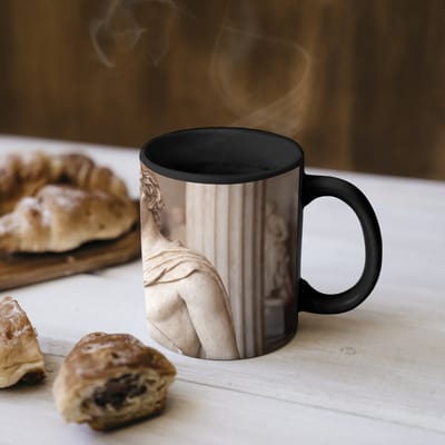 Magische Mok - Foto op Warmte Mokken - Koffiemok - Klassiek - Marmer print - Wijn - Magic Mok - Beker - 350 ML - Theemok