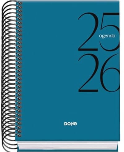 Schoolagenda 2025-2026 - Dag per Pagina - A6 Formaat (12x17 cm) - Spiraalbinding - Harde Kaft - Spaans en Engels