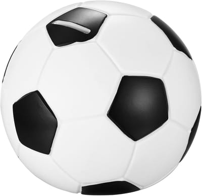 TOVBMUP Voetbal Spaarpot - Zwart-Wit Spaarpot - Volwassen Voetbal Cadeau geschikt voor Jongens - Kan gebruikt worden als Decoratie - 14 x 14 x 15cm - Kan 1500 munten en 150 bankbiljetten opslaan