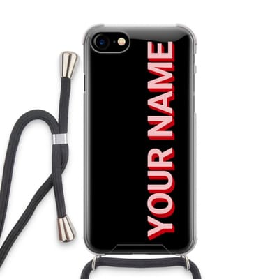 Gepersonaliseerd - Case Company® - Hoesje met koord geschikt voor iPhone SE 2020 hoesje met Koord - Namecase - Telefoonhoesje met Zwart Koord - Extra Bescherming aan alle Kanten en Over de Schermrand