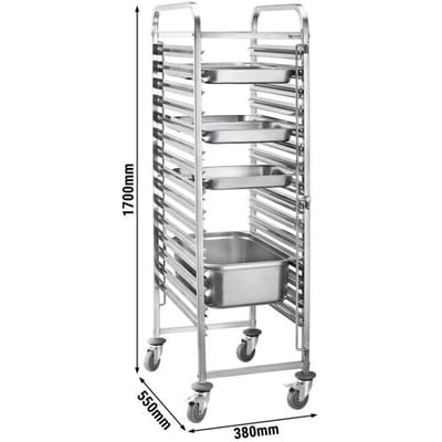 GGM Gastro Tablettwagen - für 16 Tabletts GN 1/1 Zilver