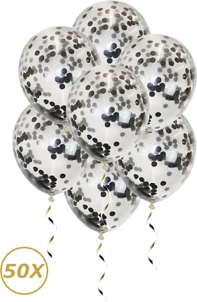 Zwarte Helium Ballonnen Confetti 2024 Oud En Nieuw Versiering Versiering Feest Versiering Ballon Zwart Papier - 50 Stuks