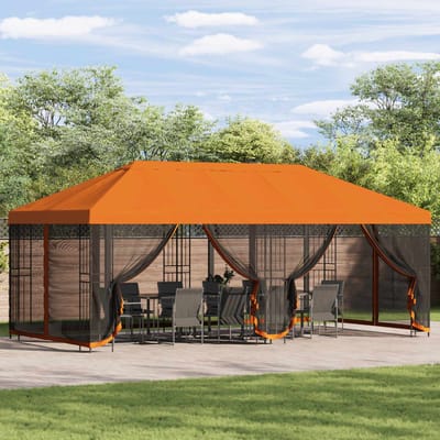 vidaXL - Tuinpaviljoen - 6 - x - 3 - m - Oranje - Polyester - en - Staal - 190 - gsm