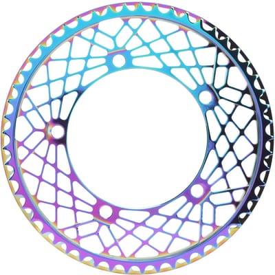 BOLANY Plateau de Vélo Pliant Résistant à l'Usure Alliage d'Aluminium Plateau de Vélo 130BCD 53T Electroplated Iridescent Colors