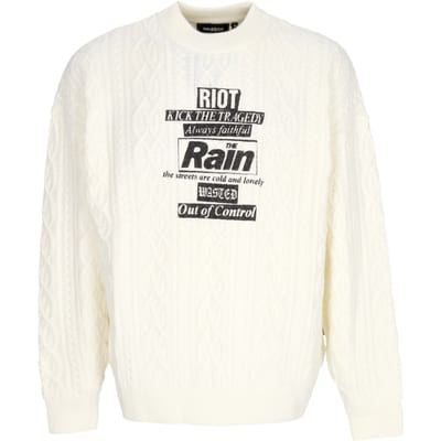 Heren regen kabel trui Crewneck Off White