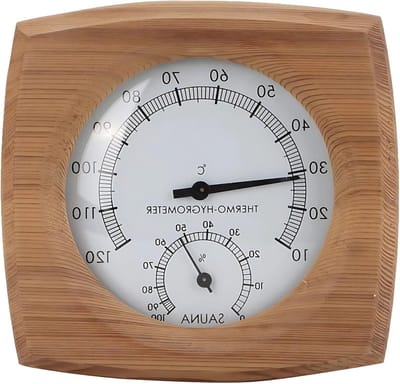Houten Meter voor Thuis Stoomkamer, Eenvoudige Installatie Hygrometer met Duidelijke Weergave, Hoge Temperatuur Weerstand, Sauna Thermometer en Nauwkeurige Temperatuurmeting