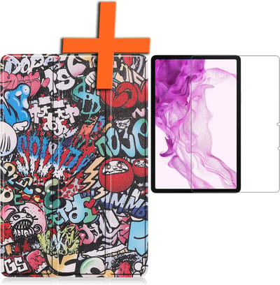 Hoesje - Geschikt voor Samsung Galaxy Tab S8 - Met Screenprotector - Trifold Bookcase - Hard Cover - Hardcover Book Case - Tablet Hoes - Graffity