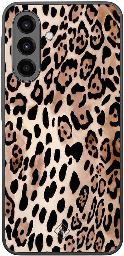Casimoda® hoesje - Geschikt voor Samsung Galaxy A36 - Luipaard print bruin - Zwart TPU Backcover - Luipaardprint - Zwart