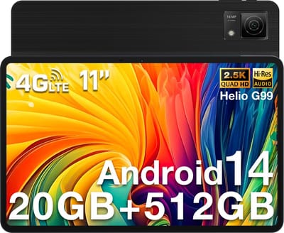 DOOGEE T40 Table 11 "2.5K 20GB 20GO RAM + 512GO ROM Android 14 Helio G99 Battery 8580mAh 16MP + 8MP,Zwart