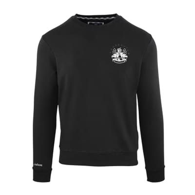 Aquascutum Heren Sweatshirt met Geborduurd Logo Ronde Hals (Zwart)