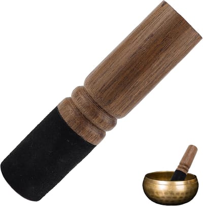Houten klankschaal voor meditatie, yoga en ontspanning met rackets en hamer (12,6 cm)