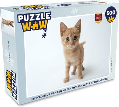 Puzzel Een close-up van een kitten met een witte achtergrond - Legpuzzel - Puzzel 500 stukjes